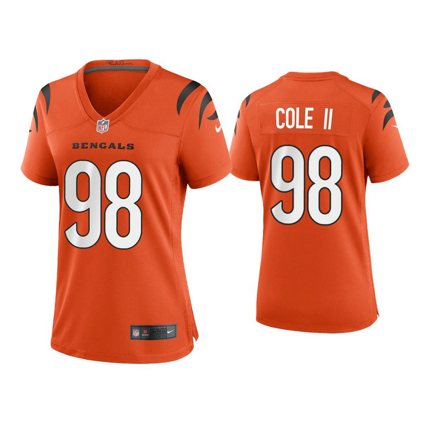 Women's 2021 Cincinnati Bengals #98 D.J. Reader Orange Game Jersey Women's 2021 Cincinnati Bengals #98 D.J. Reader Orange Game Jersey