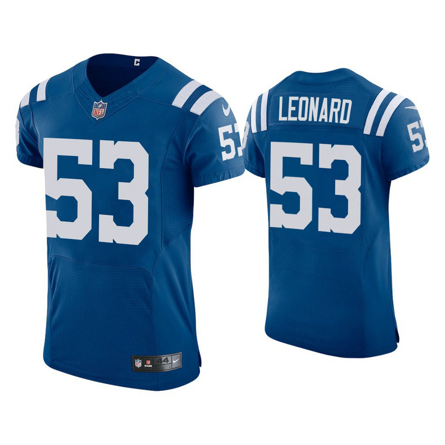 2021 Indianapolis Colts #53 Darius Leonard Royal Vapor Elite Jersey 2021 Indianapolis Colts #53 Darius Leonard Royal Vapor Elite Jersey