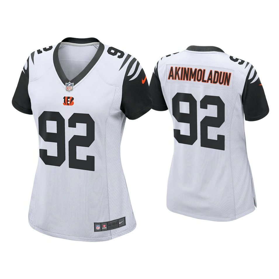 Women's 2021 Cincinnati Bengals #92 Freedom Akinmoladun Black Alternate Game Jersey With Super Bowl LVI Patch Women's 2021 Cincinnati Bengals #92 Freedom Akinmoladun Black Alternate Game Jersey With Super Bowl LVI Patch