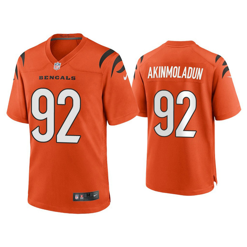 2021 Cincinnati Bengals #92 Freedom Akinmoladun Orange Game Jersey
