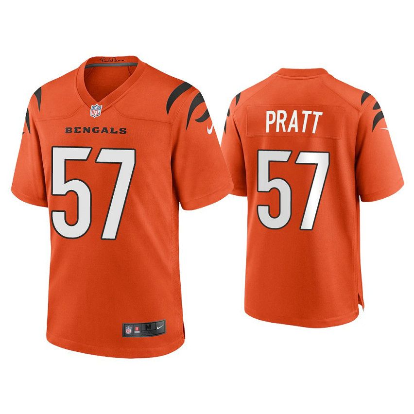 2021 Cincinnati Bengals #57 Germaine Pratt Orange Game Jersey