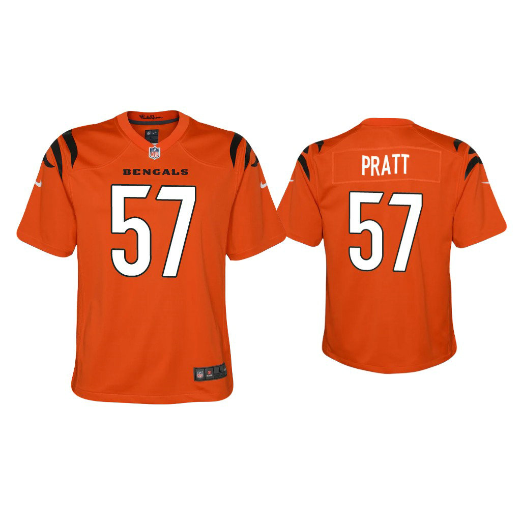 Youth 2021 Cincinnati Bengals #57 Germaine Pratt Orange Game Jersey Youth 2021 Cincinnati Bengals #57 Germaine Pratt Orange Game Jersey