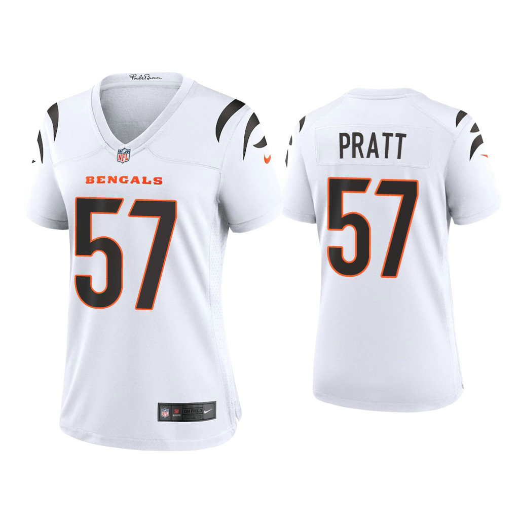 Women's 2021 Cincinnati Bengals #57 Germaine Pratt White Game Jersey