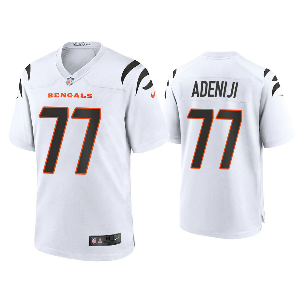 2021 Cincinnati Bengals #77 Hakeem Adeniji White Game Jersey 2021 Cincinnati Bengals #77 Hakeem Adeniji White Game Jersey