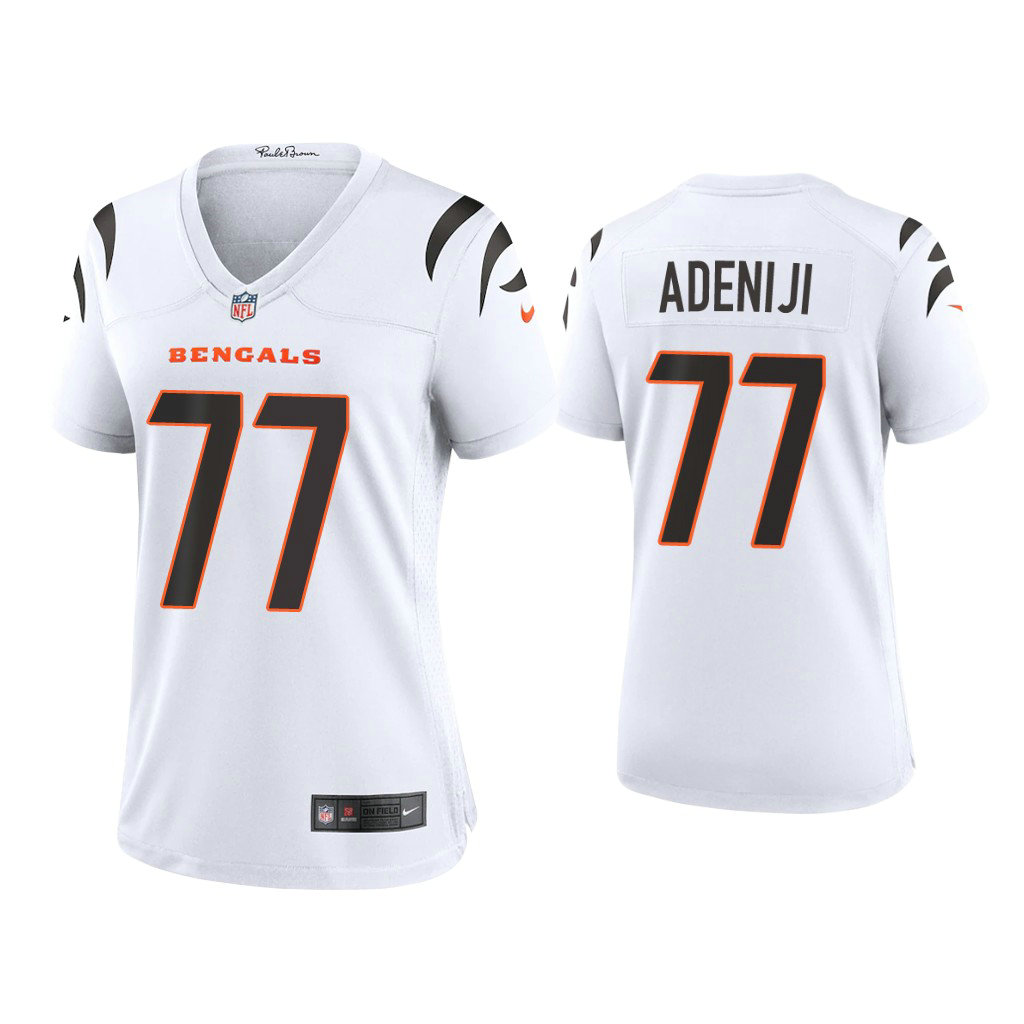 Women's 2021 Cincinnati Bengals #77 Hakeem Adeniji White Game Jersey Women's 2021 Cincinnati Bengals #77 Hakeem Adeniji White Game Jersey