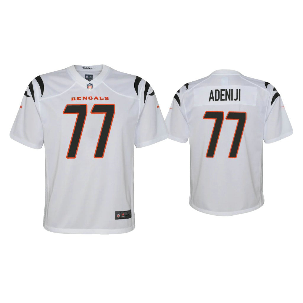 Youth 2021 Cincinnati Bengals #77 Hakeem Adeniji White Game Jersey Youth 2021 Cincinnati Bengals #77 Hakeem Adeniji White Game Jersey