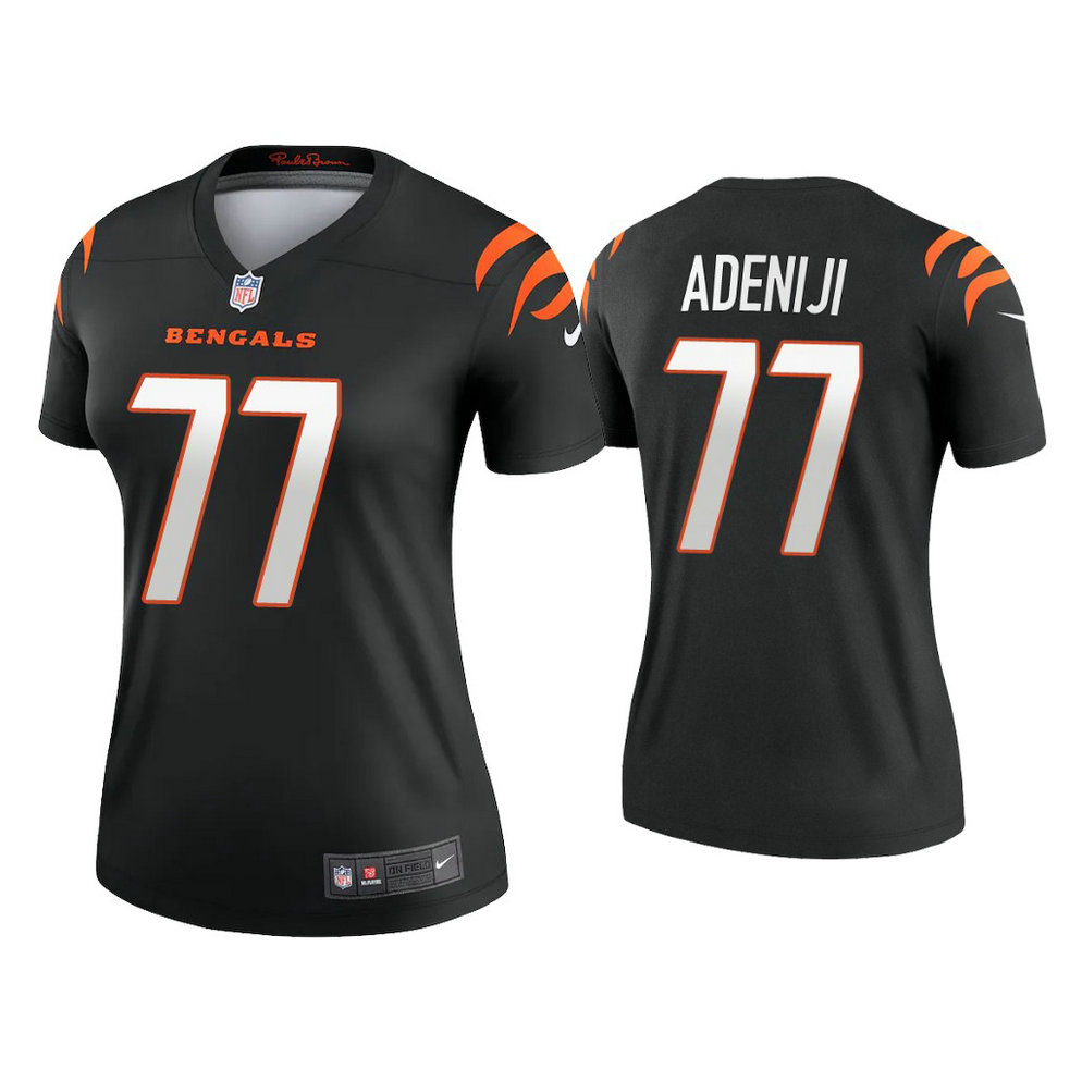 Women's 2021 Cincinnati Bengals #77 Hakeem Adeniji Black Jersey Women's 2021 Cincinnati Bengals #77 Hakeem Adeniji Black Jersey
