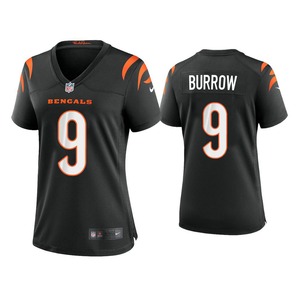 Women's 2021 Cincinnati Bengals #9 Joe Burrow Black Game Jersey Women's 2021 Cincinnati Bengals #9 Joe Burrow Black Game Jersey