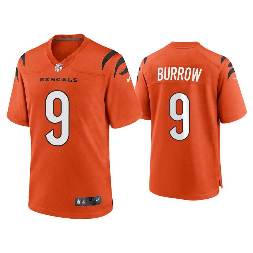 2021 Cincinnati Bengals #9 Joe Burrow Orange Game Jersey
