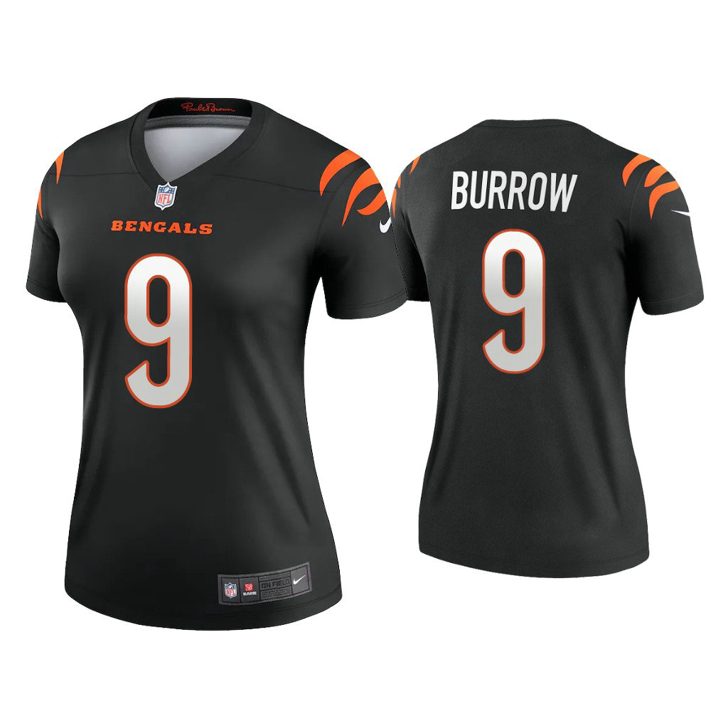 Women's 2021 Cincinnati Bengals #9 Joe Burrow Black Jersey Women's 2021 Cincinnati Bengals #9 Joe Burrow Black Jersey