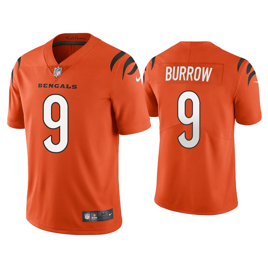2021 Cincinnati Bengals #9 Joe Burrow Orange Vapor Limited Jersey