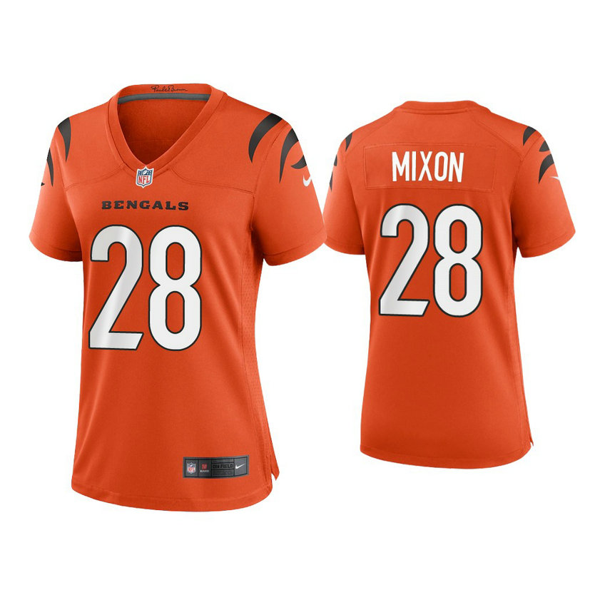 Women's 2021 Cincinnati Bengals #28 Joe Mixon Orange Game Jersey Women's 2021 Cincinnati Bengals #28 Joe Mixon Orange Game Jersey