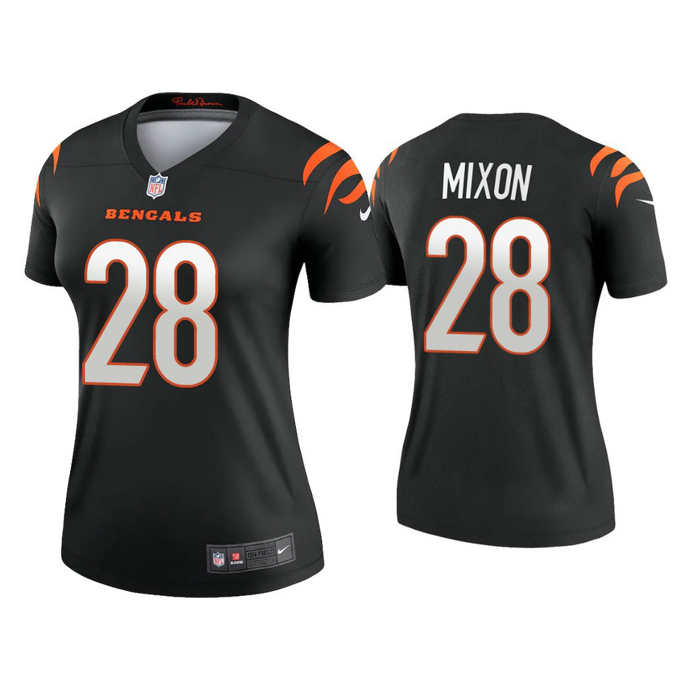 Women's 2021 Cincinnati Bengals #28 Joe Mixon Black Jersey