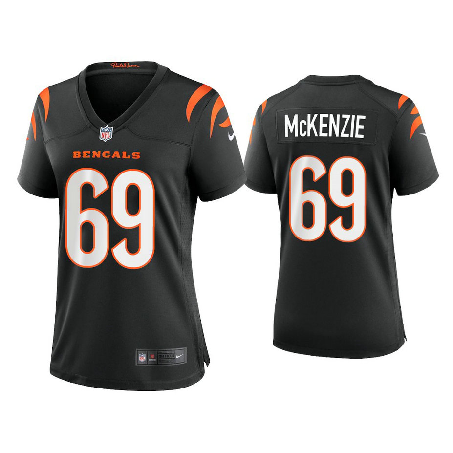 Women's 2021 Cincinnati Bengals #69 Kahlil McKenzie Black Game Jersey With Super Bowl LVI Patch