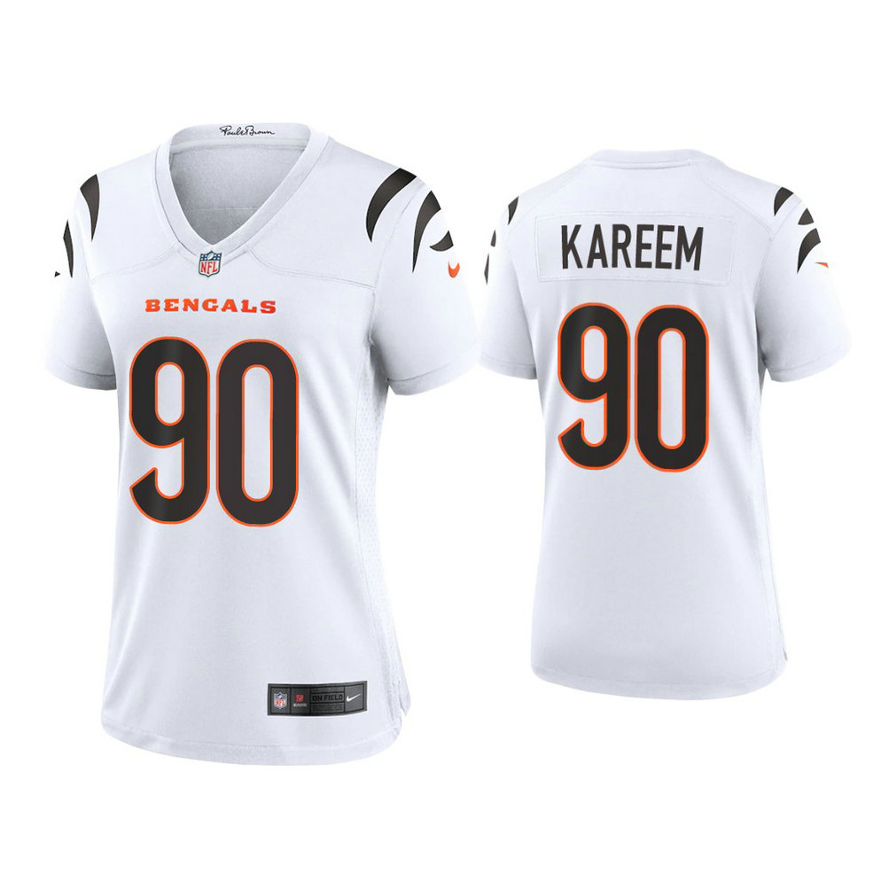 Women's 2021 Cincinnati Bengals #90 Khalid Kareem White Game Jersey With Super Bowl LVI Patch