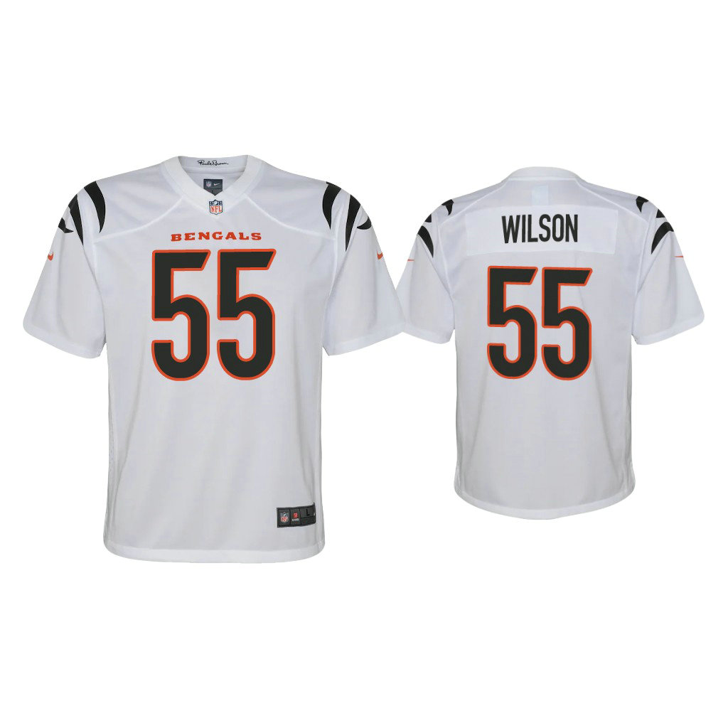 Youth 2021 Cincinnati Bengals #55 Logan Wilson White Game Jersey Youth 2021 Cincinnati Bengals #55 Logan Wilson White Game Jersey