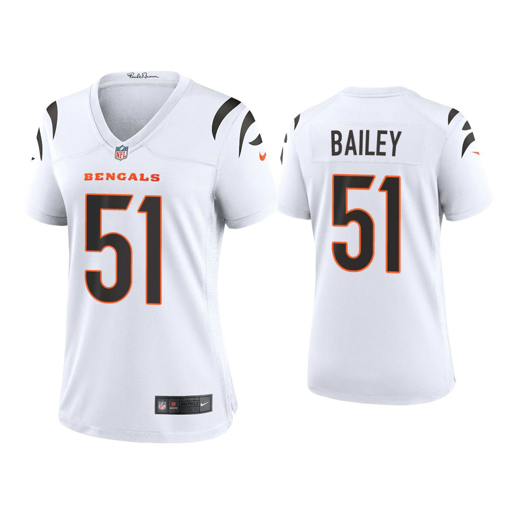 Women's 2021 Cincinnati Bengals #51 Markus Bailey White Game Jersey