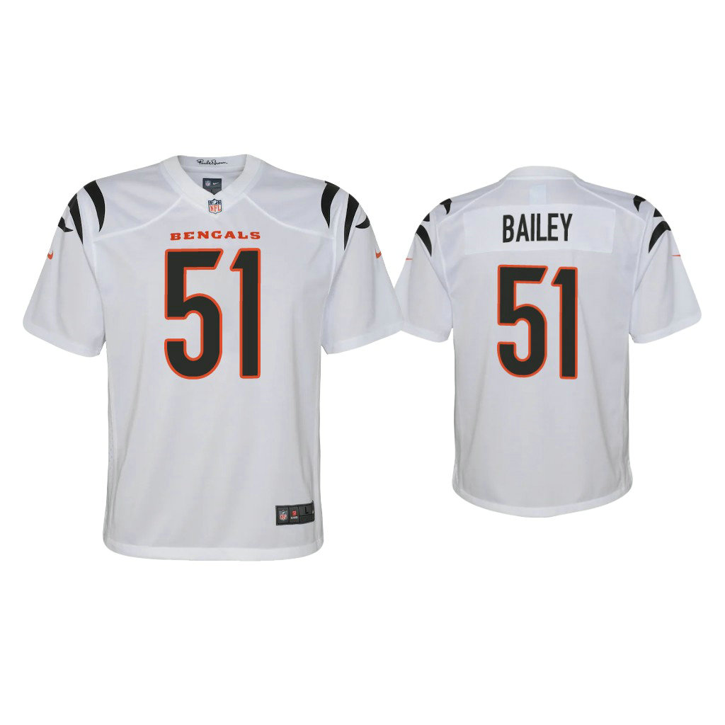 Youth 2021 Cincinnati Bengals #51 Markus Bailey White Game Jersey Youth 2021 Cincinnati Bengals #51 Markus Bailey White Game Jersey