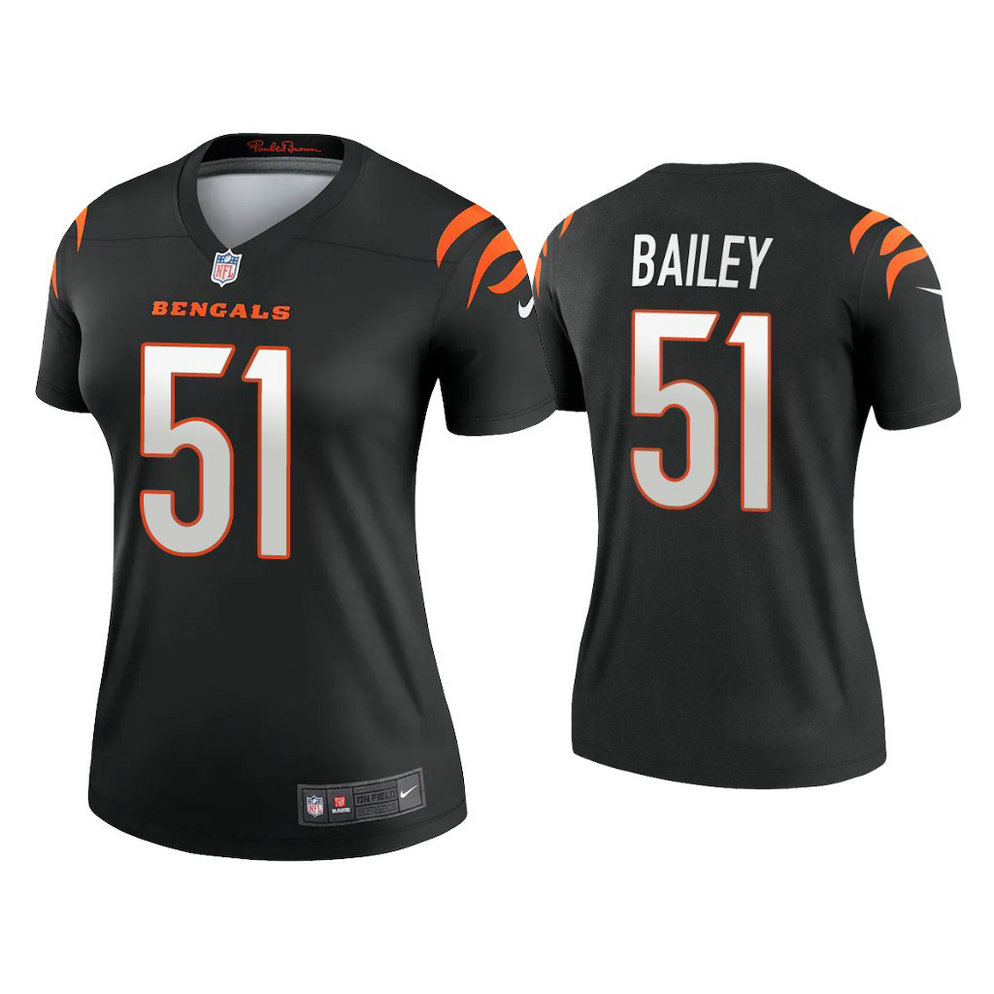 Women's 2021 Cincinnati Bengals #51 Markus Bailey Black Jersey