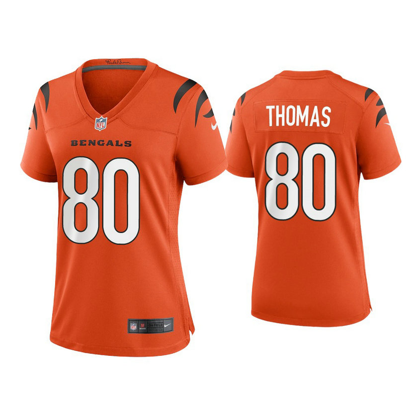 Women's 2021 Cincinnati Bengals #80 Mike Thomas Orange Game Jersey