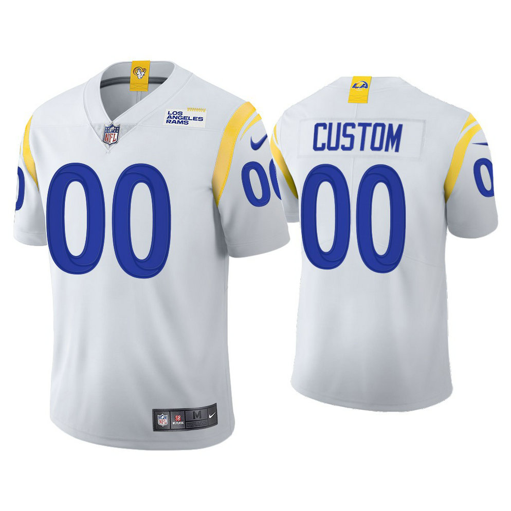 Custom 2021 Los Angeles Rams #00 White Limited Alternate Jersey With Super Bowl LVI Patch Custom 2021 Los Angeles Rams #00 White Limited Alternate Jersey With Super Bowl LVI Patch