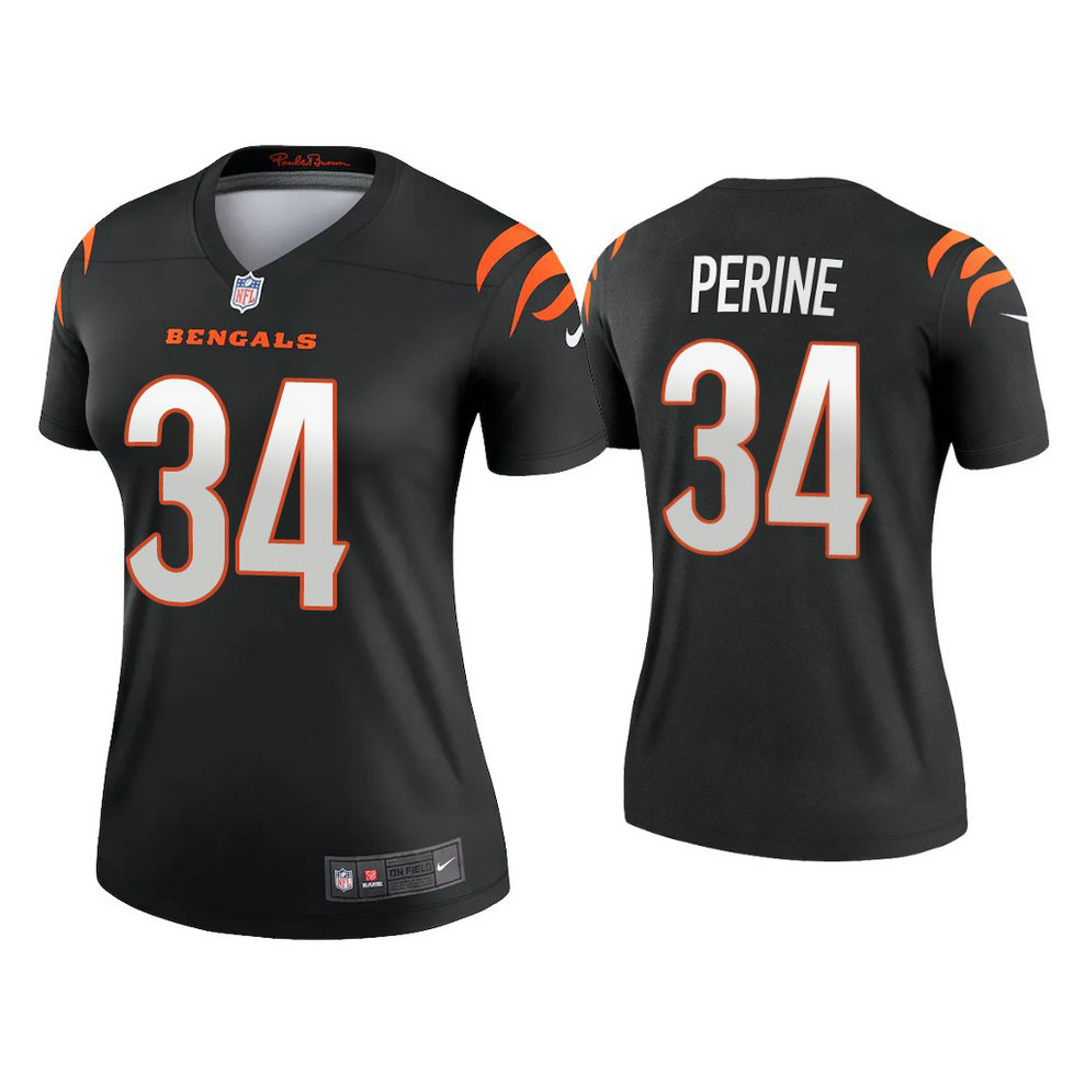 Women's 2021 Cincinnati Bengals #34 Samaje Perine Black Jersey