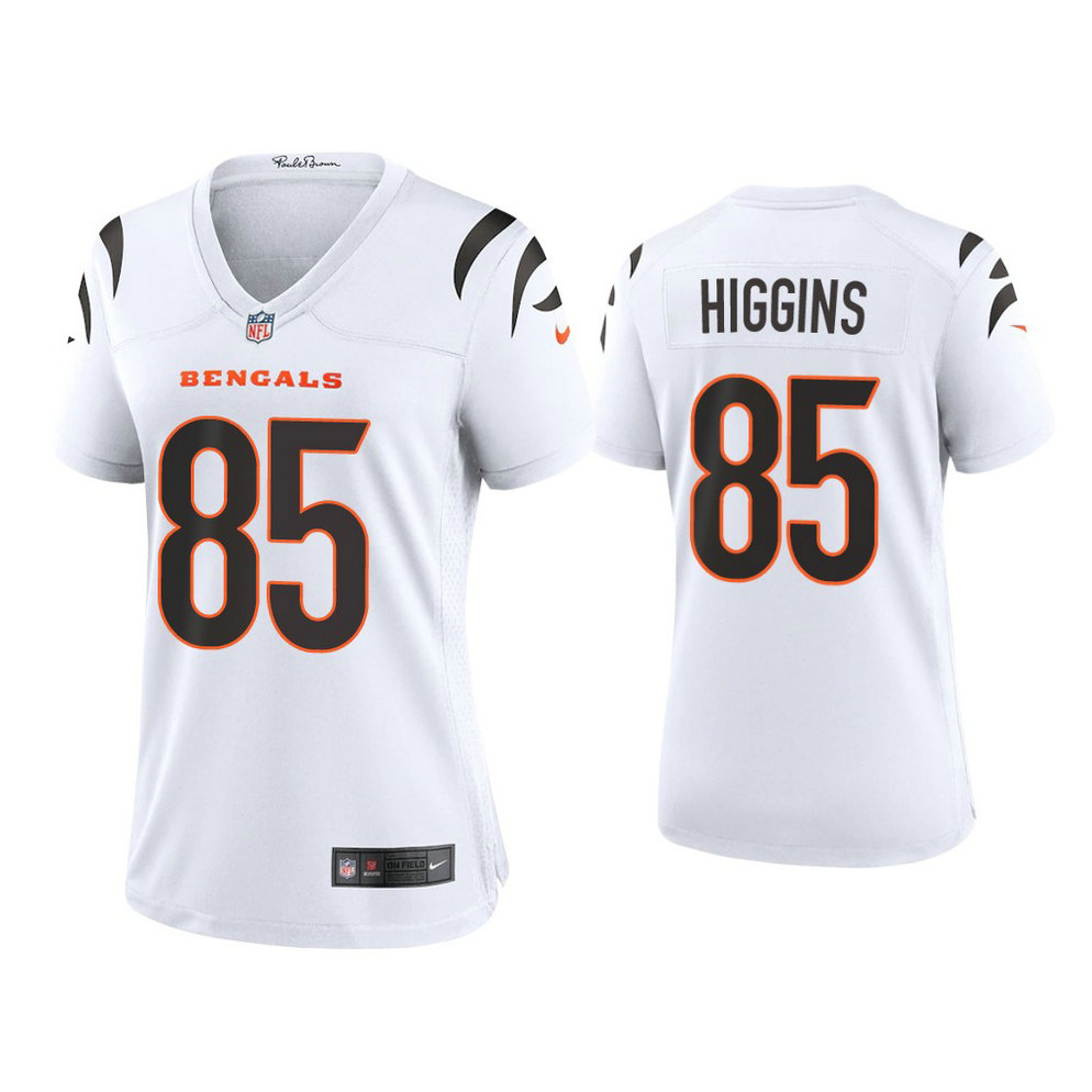 Women's 2021 Cincinnati Bengals #85 Tee Higgins White Game Jersey