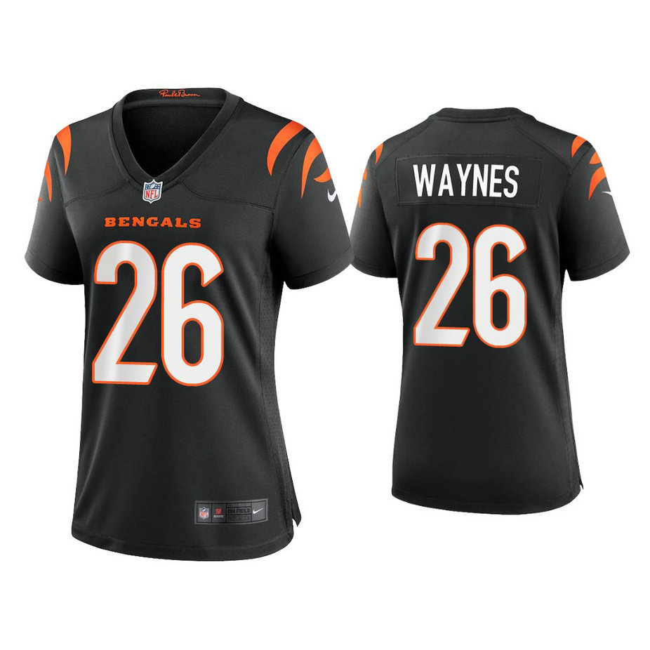 Women's 2021 Cincinnati Bengals #26 Trae Waynes Black Game Jersey