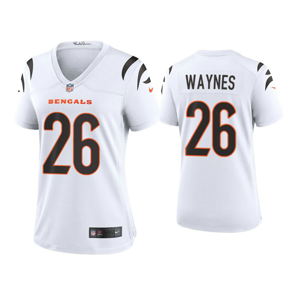 Women's 2021 Cincinnati Bengals #26 Trae Waynes White Game Jersey
