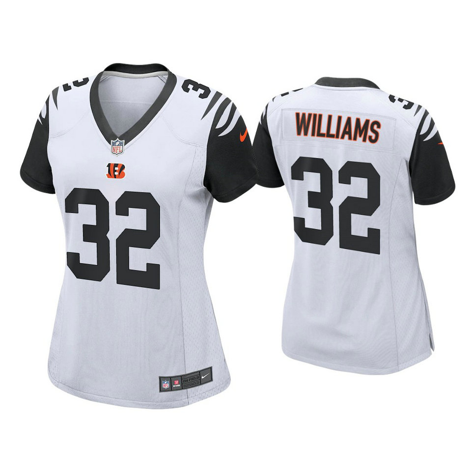 Women's 2021 Cincinnati Bengals #32 Trayveon Williams Black Alternate Game Jersey