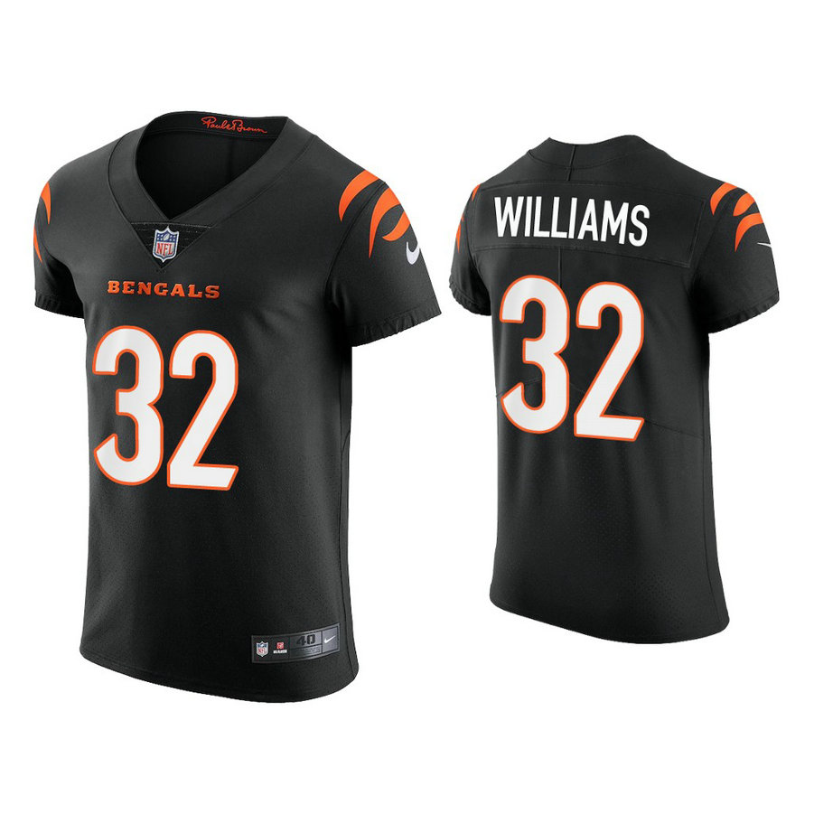 2021 Cincinnati Bengals #32 Trayveon Williams Black Vapor Elite Jersey With Super Bowl LVI Patch