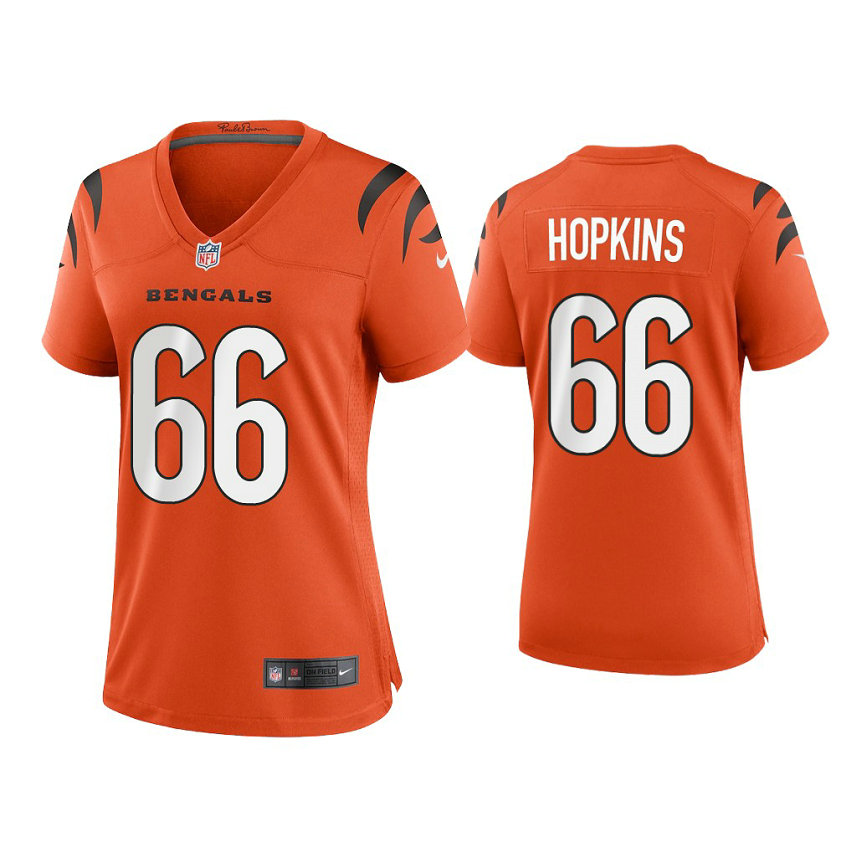 Women's 2021 Cincinnati Bengals #66 Trey Hopkins Orange Game Jersey