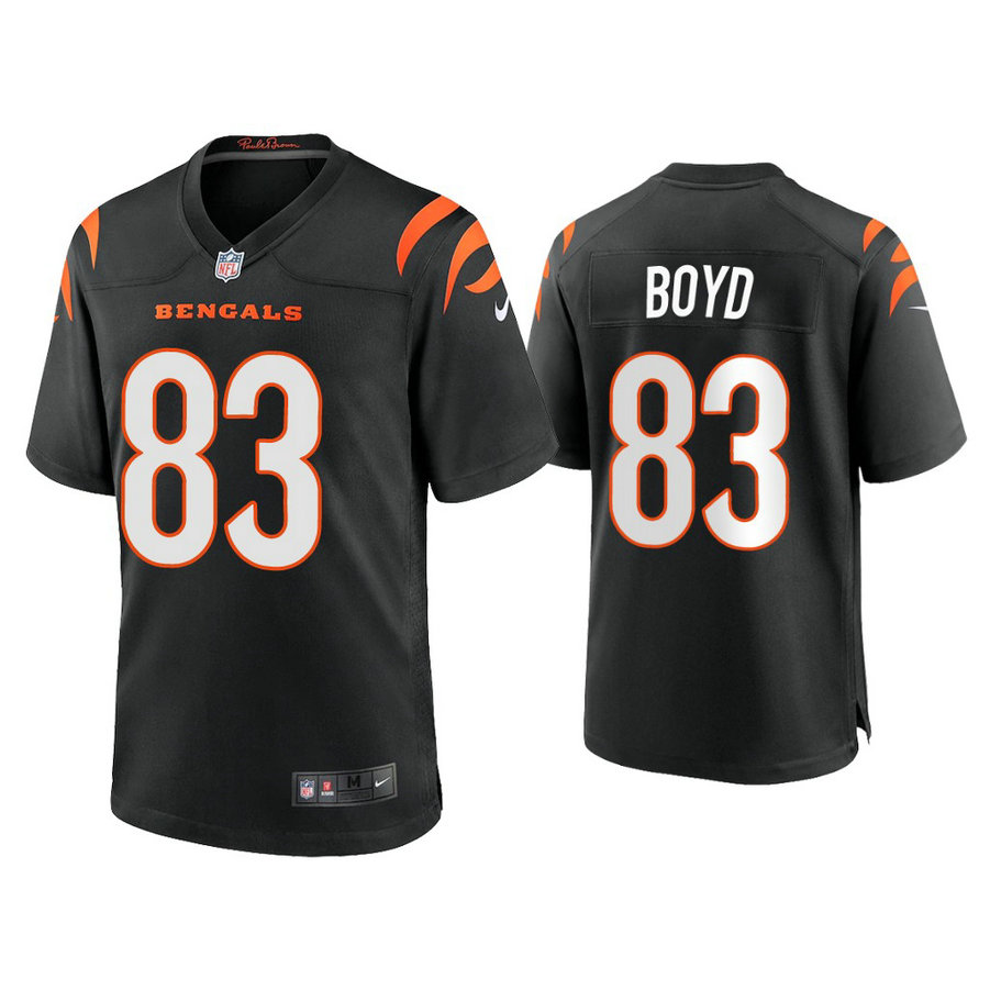 2021 Cincinnati Bengals #83 Tyler Boyd Black Game Jersey With Super Bowl LVI Patch