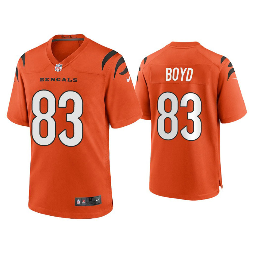 2021 Cincinnati Bengals #83 Tyler Boyd Orange Game Jersey With Super Bowl LVI Patch