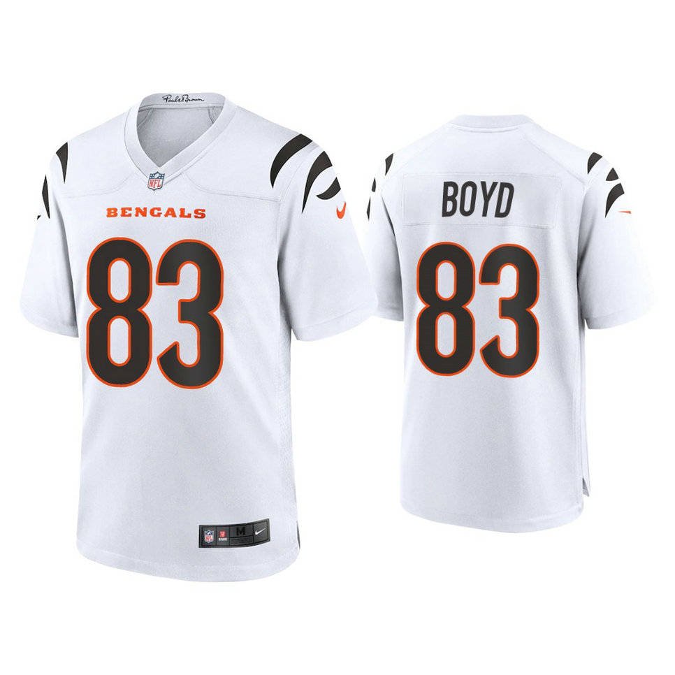 2021 Cincinnati Bengals #83 Tyler Boyd White Game Jersey With Super Bowl LVI Patch