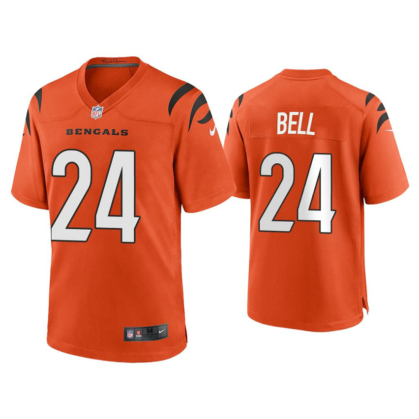 2021 Cincinnati Bengals #24 Vonn Bell Orange Game Jersey With Super Bowl LVI Patch