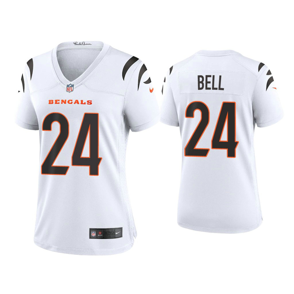 Women's 2021 Cincinnati Bengals #24 Vonn Bell White Game Jersey