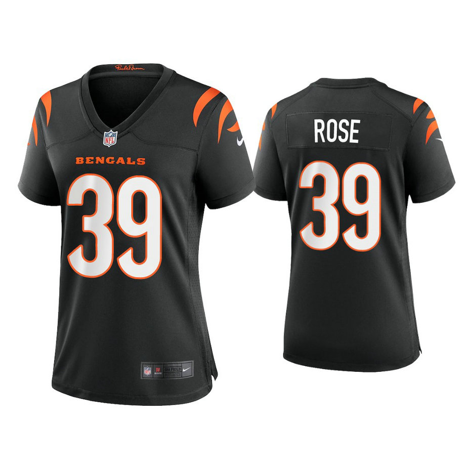 Women's 2021 Cincinnati Bengals #39 Winston Rose Black Game Jersey