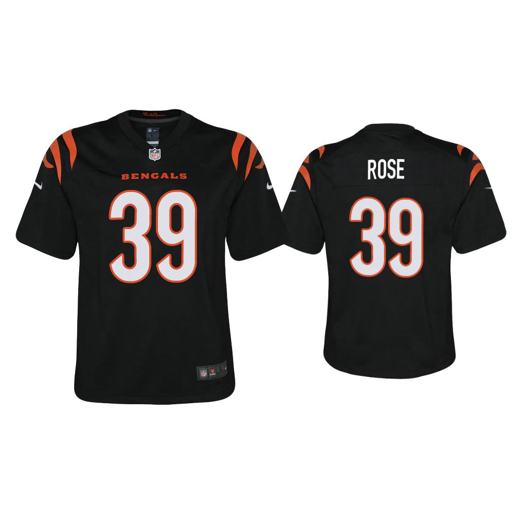 Youth 2021 Cincinnati Bengals #39 Winston Rose Black Game Jersey