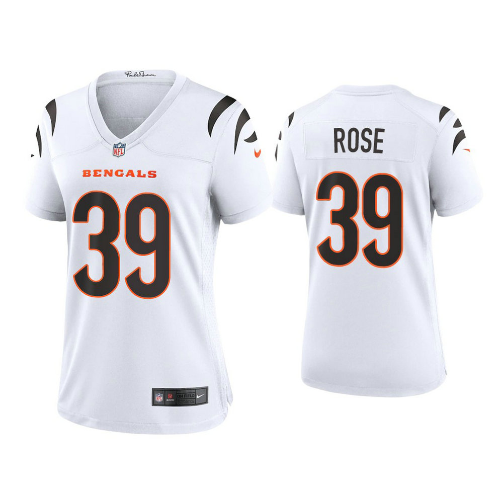 Women's 2021 Cincinnati Bengals #39 Winston Rose White Game Jersey