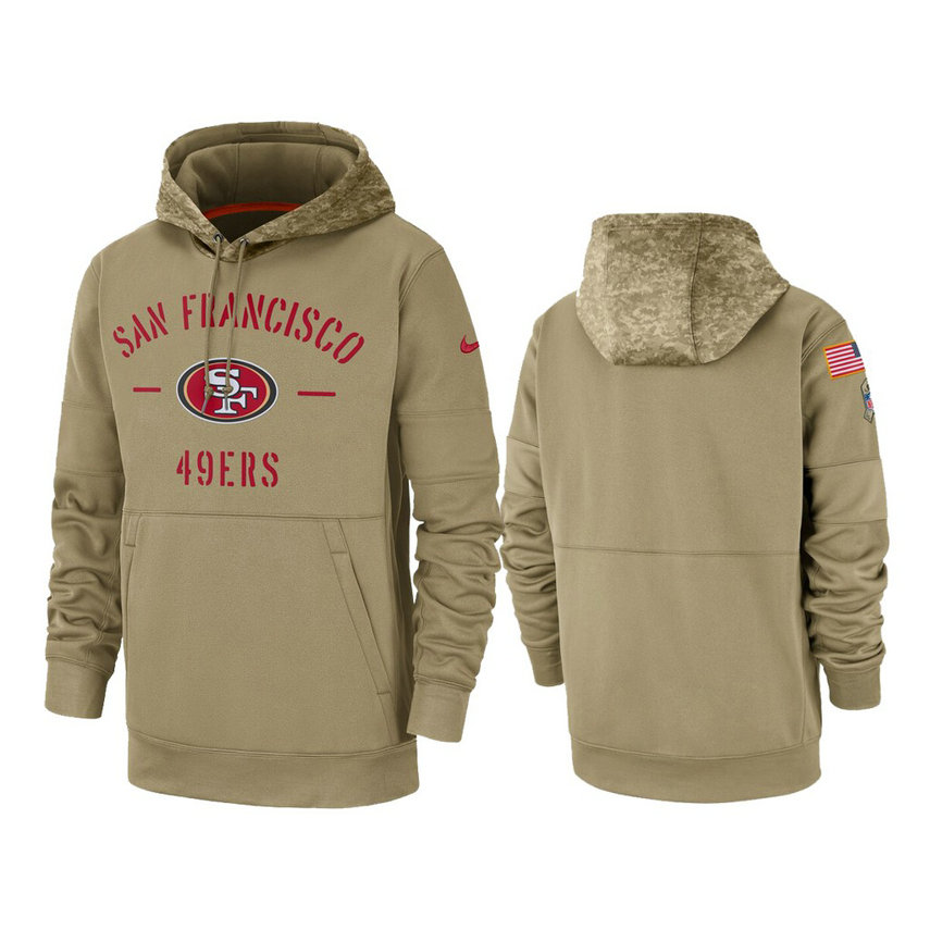 San Francisco 49ers Tan Sideline Therma 2019 Salute to Service Pullover Hoodie San Francisco 49ers Tan Sideline Therma 2019 Salute to Service Pullover Hoodie