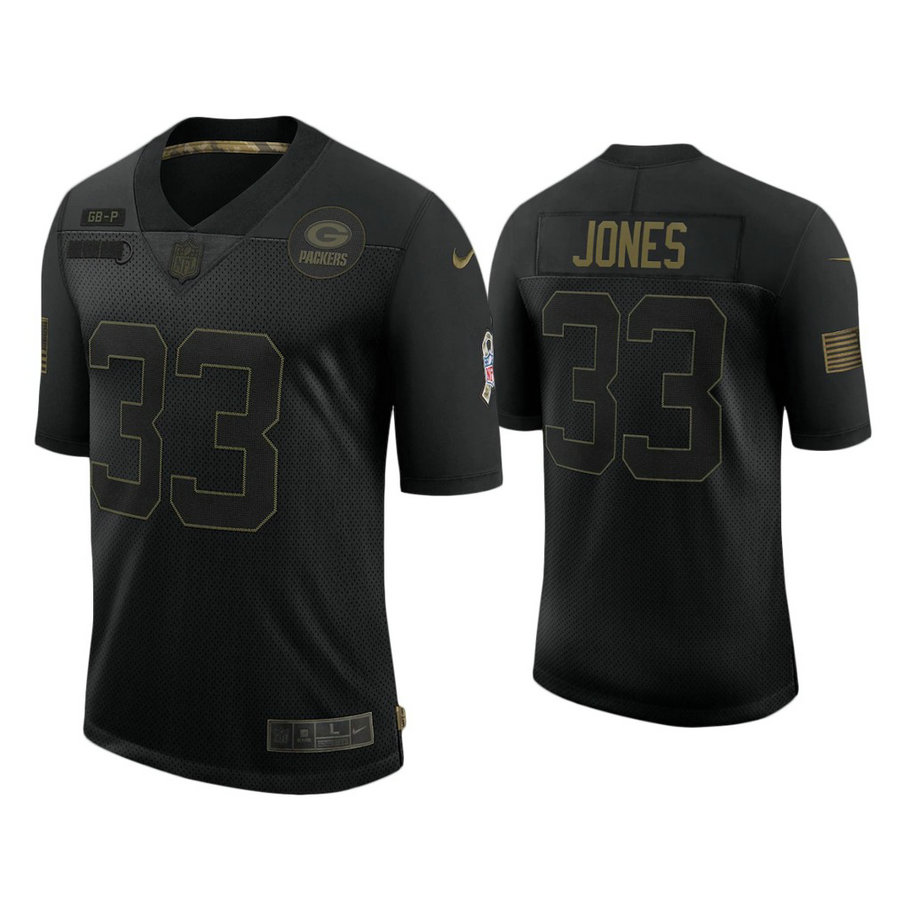 Green Bay Packers #33 Aaron Jones Black 2020 Salute to Service Limited Jersey