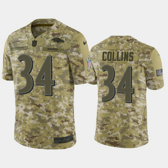 Baltimore Ravens Alex Collins #34 2018 Salute to Service Limited Camo Jersey