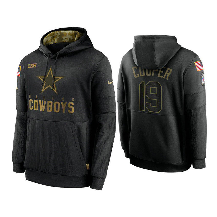 Dallas Cowboys #19 Amari Cooper Black 2020 Salute to Service Sideline Performance Pullover Hoodie