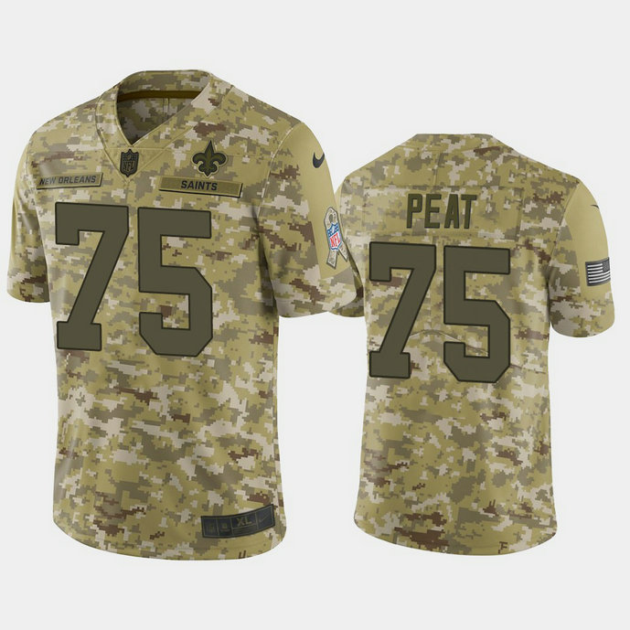 New Orleans Saints Andrus Peat #75 Camo Jersey 2018 Salute to Service New Orleans Saints Andrus Peat #75 Camo Jersey 2018 Salute to Service