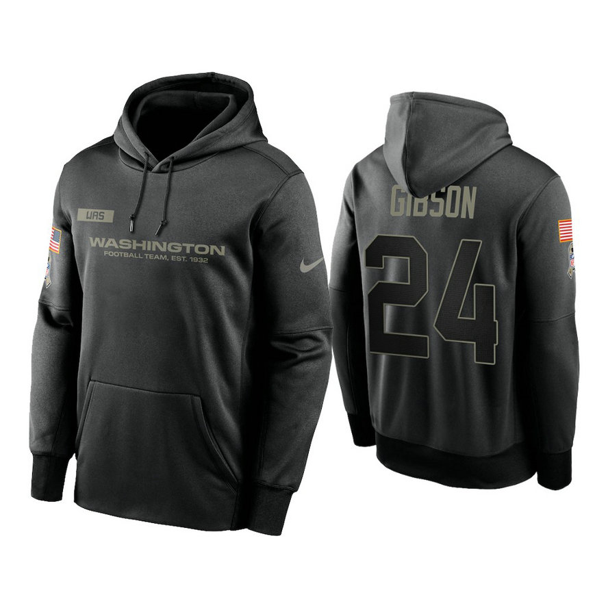 Washington Football Team #24 Antonio Gibson Black 2020 Salute to Service Sideline Performance Pullover Hoodie Washington Football Team #24 Antonio Gibson Black 2020 Salute to Service Sideline Performance Pullover Hoodie