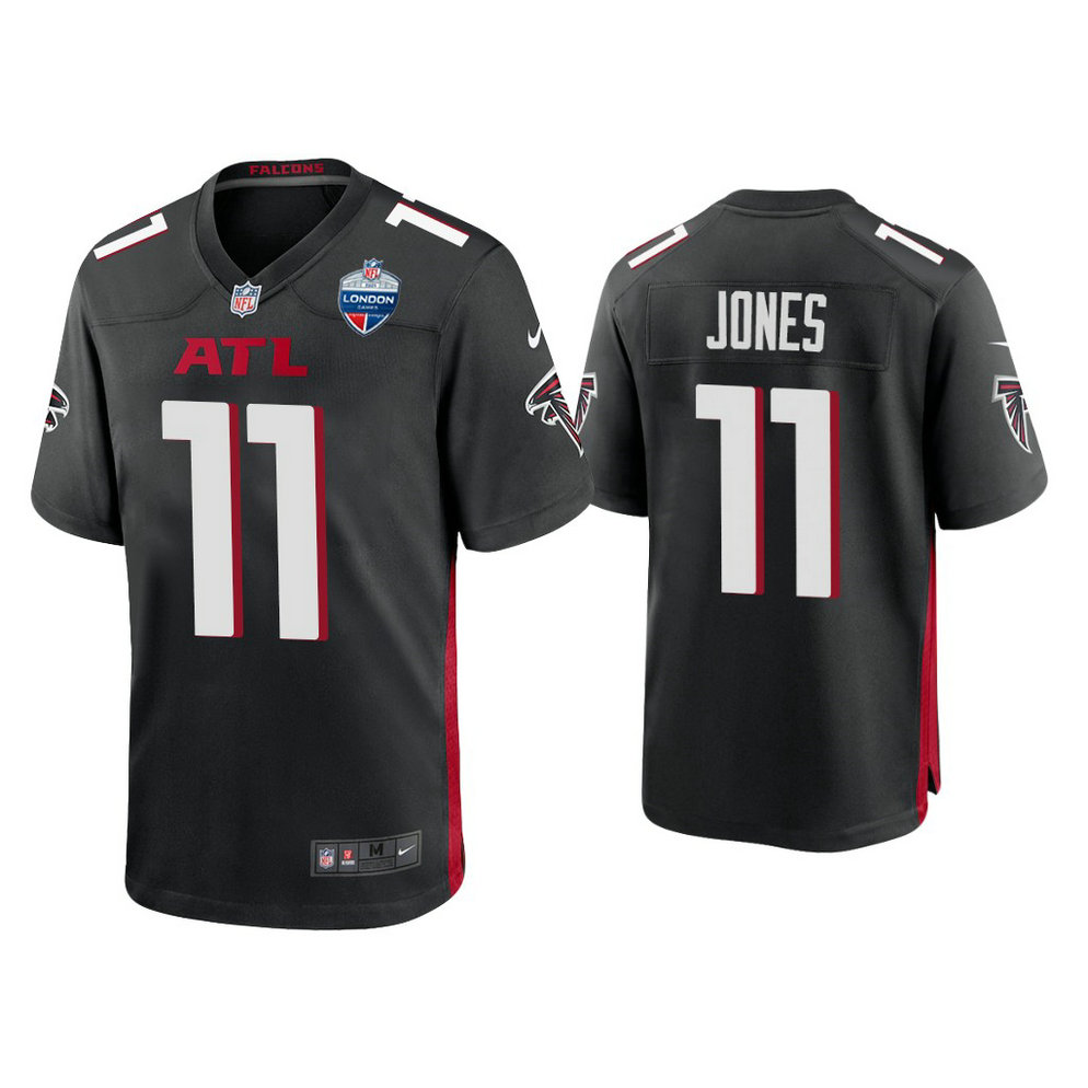 Atlanta Falcons #11 Julio Jones Balck 2021 London Games Patch Game Jersey