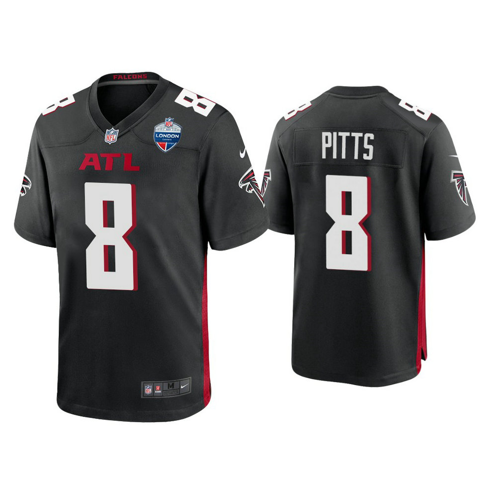 Atlanta Falcons #8 Kyle Pitts Balck 2021 London Games Patch Game Jersey