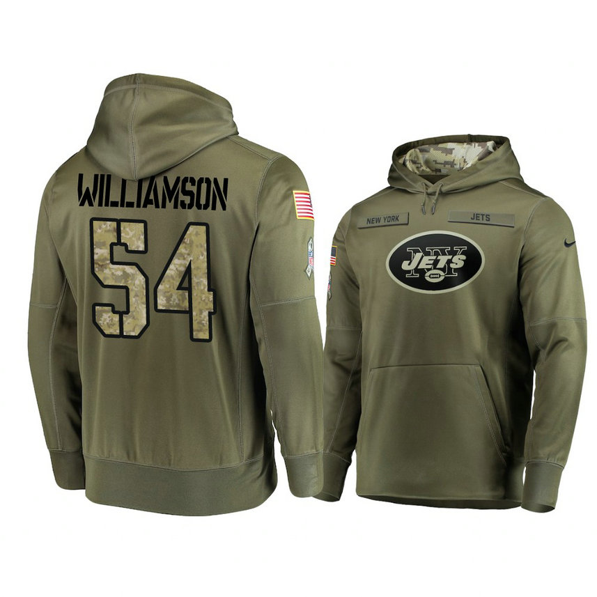 New York Jets #54 Avery Williamson Olive Pullover Hoodie 2018 Salute To Service New York Jets #54 Avery Williamson Olive Pullover Hoodie 2018 Salute To Service
