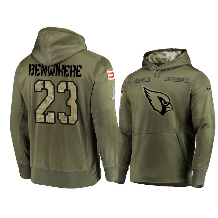 Arizona Cardinals #23 Bene' Benwikere Olive Pullover Hoodie 2018 Salute To Service